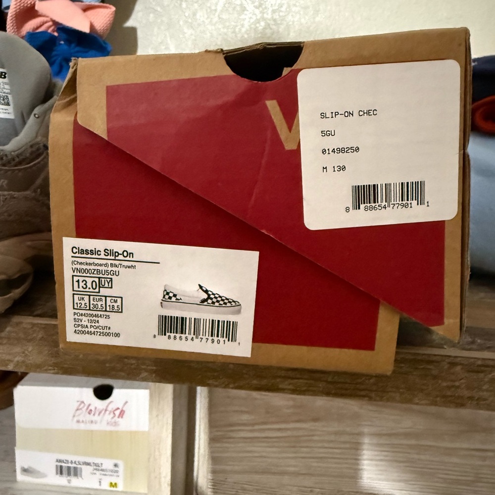 Vans Slip-On Red and White Checkerboard Sneakers